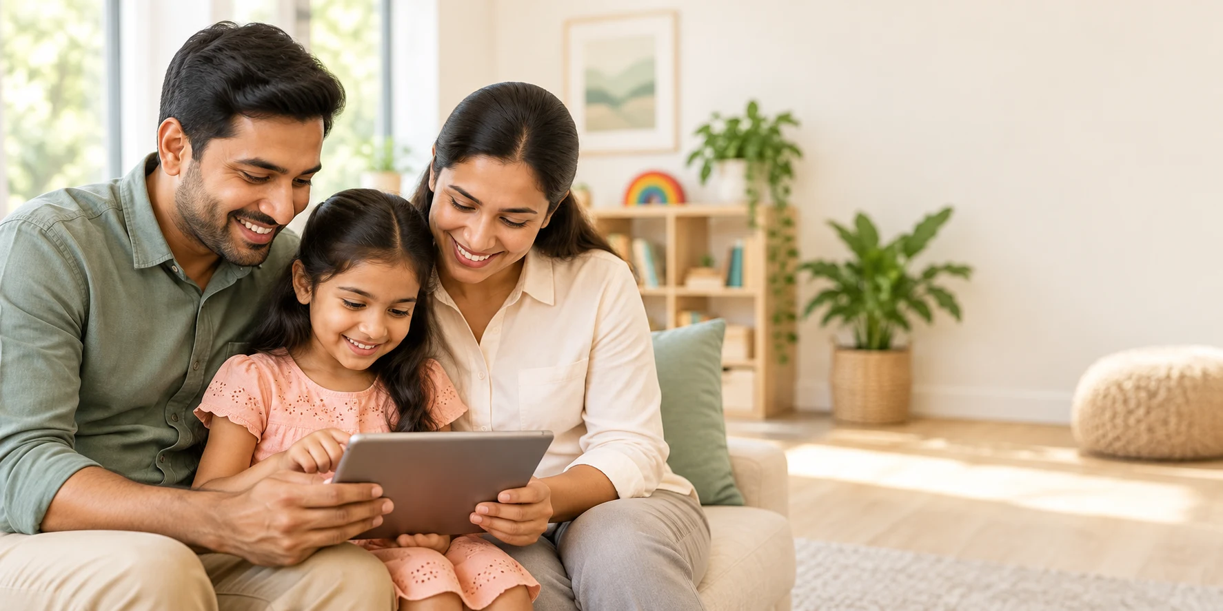 Parents supporting their child's developmental journey